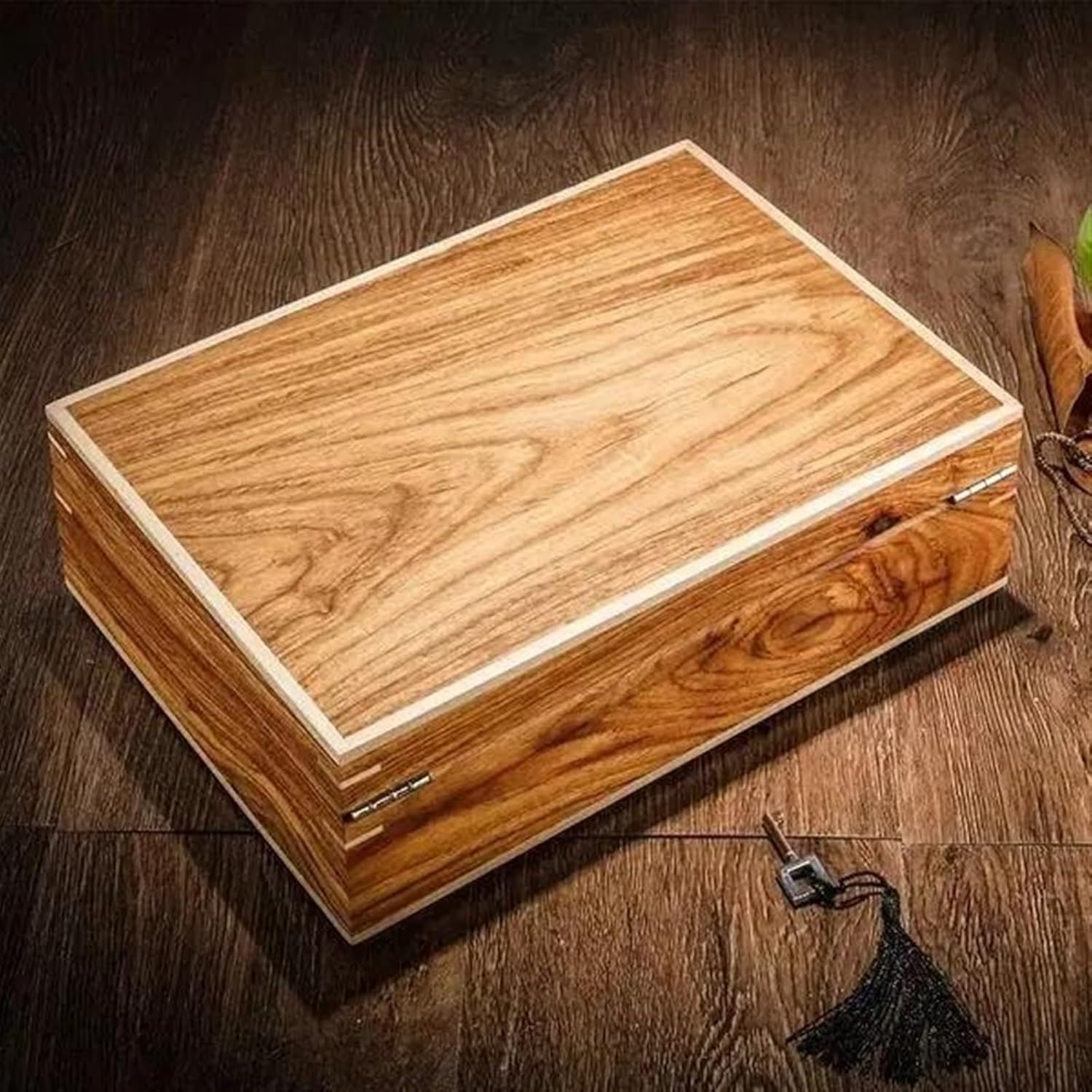 Necklace Organiser Solid Wood Double Jewellery Box Watch Box Jewelry Collection Storage Box Desktop Organizer Earring Jewellery Box Necklace Jewellery Box(Black)