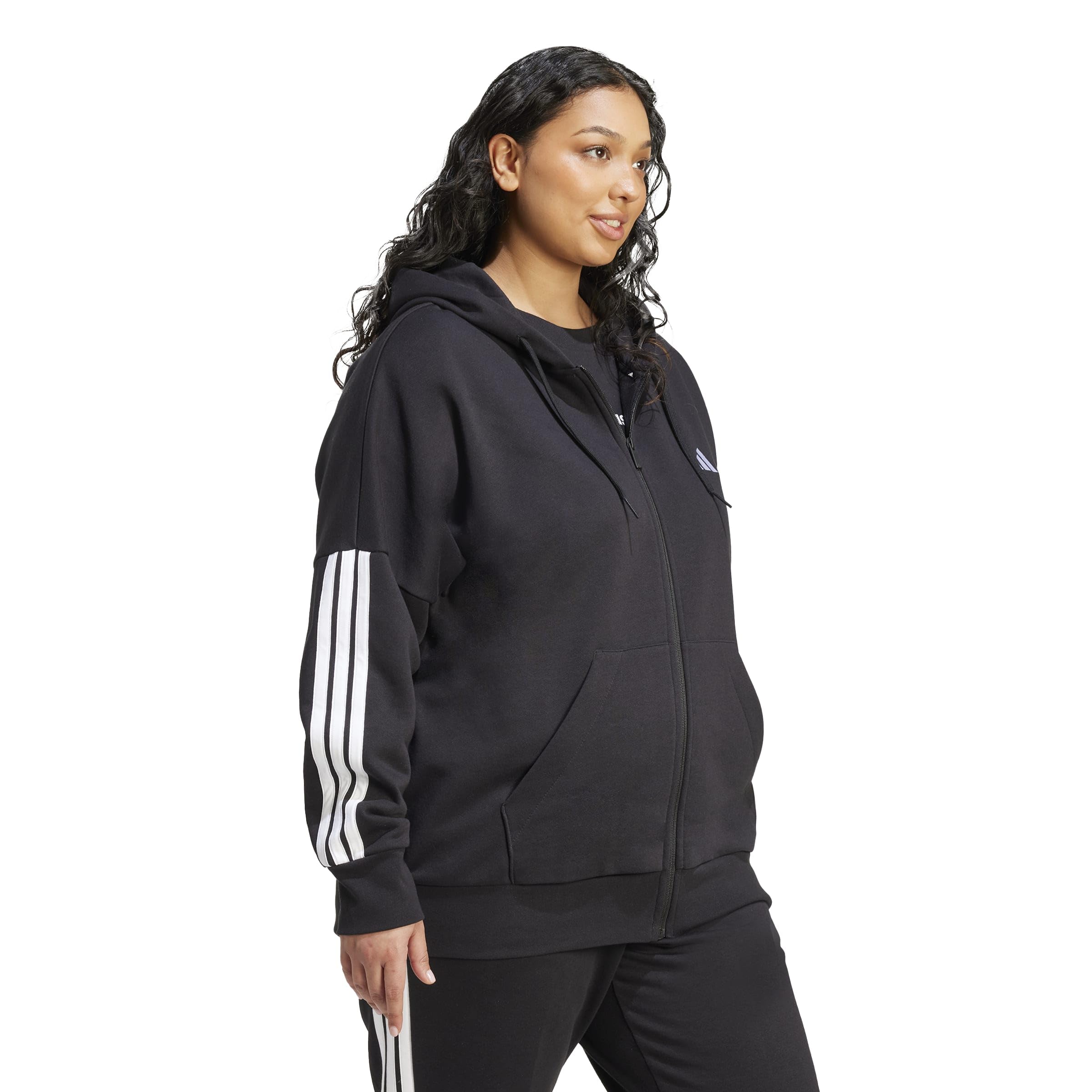 adidas Women's Essentials 3-Streifen Full-Zip Fleece Kapuzenjacke (Große Größen)