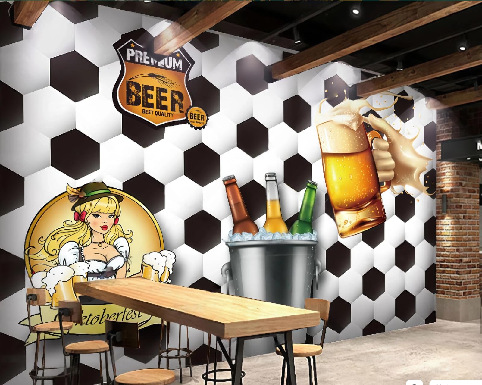XDOUBAO Wallpaper Fashion Personality Football Stadium Theme Shopping Mall Afternoon Tea Western Restaurant Background Wall Wallpaper Coffee Shop Mural,3D,300x210cm