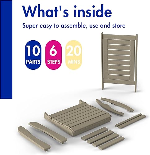 Miniatura 6 de BRIOPAWS Mecedora para patio, grano de madera, balancín de gran tamaño para todo tipo de clima, mecedora de plástico de polietileno de alta densidad