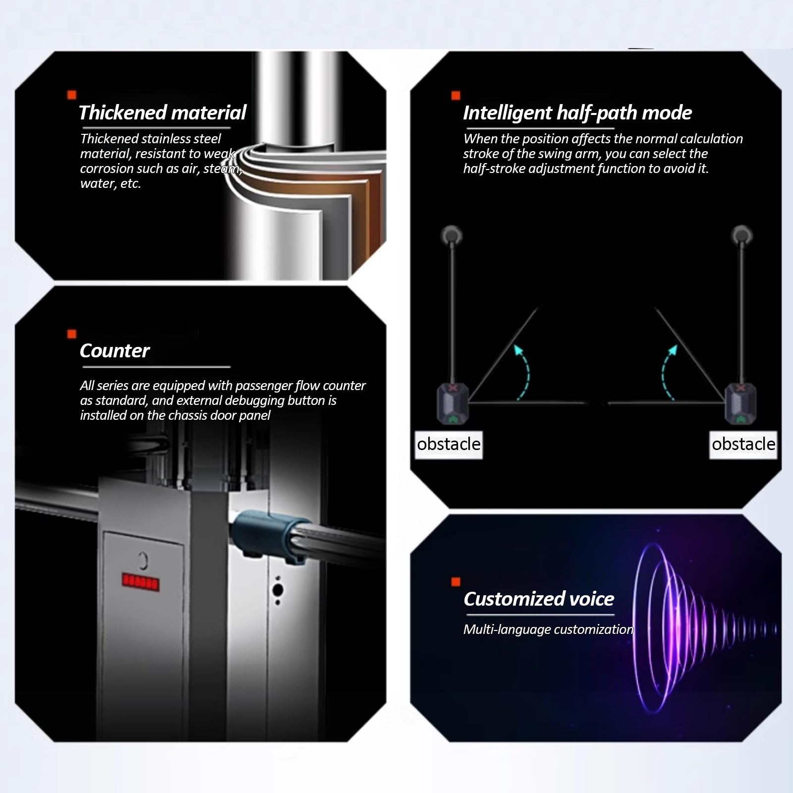 Cancello automatico dell'oscillazione dell'acciaio inossidabile per accesso pedonale, supermercati & biblioteche con la trasmissione vocale
