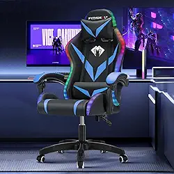 Cadeira Gamer RGB Python Fly com Iluminação Decorativa, Encosto Reclinável, Design Ergonômico para Escritório e Jogos (Azul)