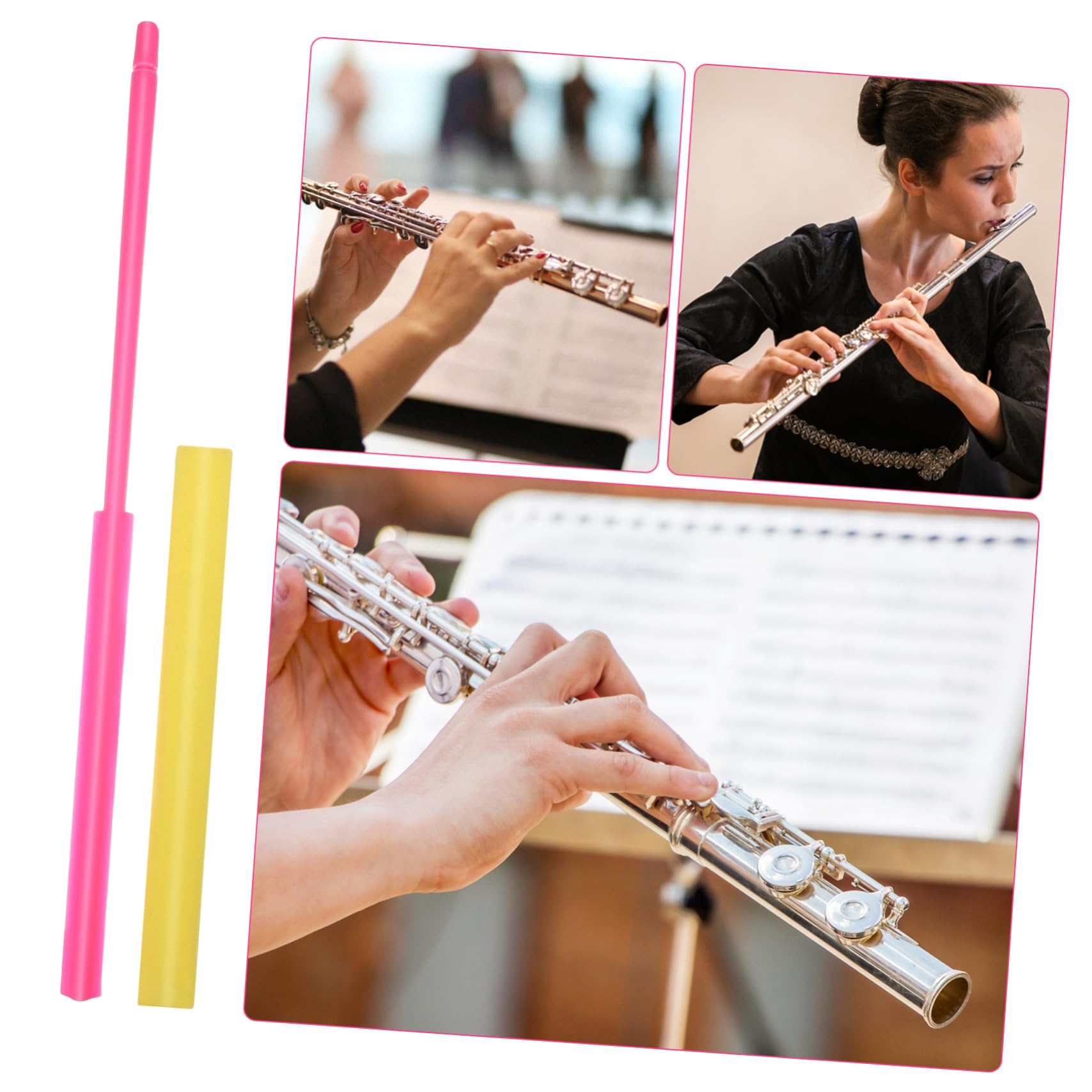 ibasenice 2pezzi Professional Flute Cleaning Rod with Detachable Cloth Essential Flute Accessory for Beginners and Music and Cloth Material Smooth for Safe Cleaning