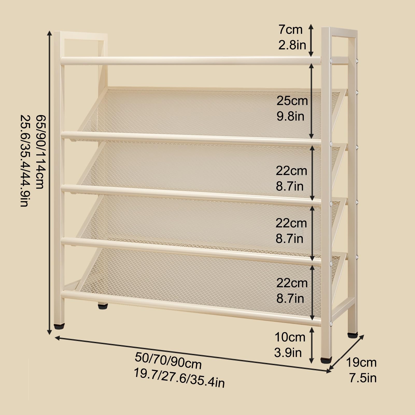 Scarpiera alta e stretta Scarpiera verticale con organizer for scarpe angolare salvaspazio aperto for ingressi di piccoli spazi(Gold,70x114cm)