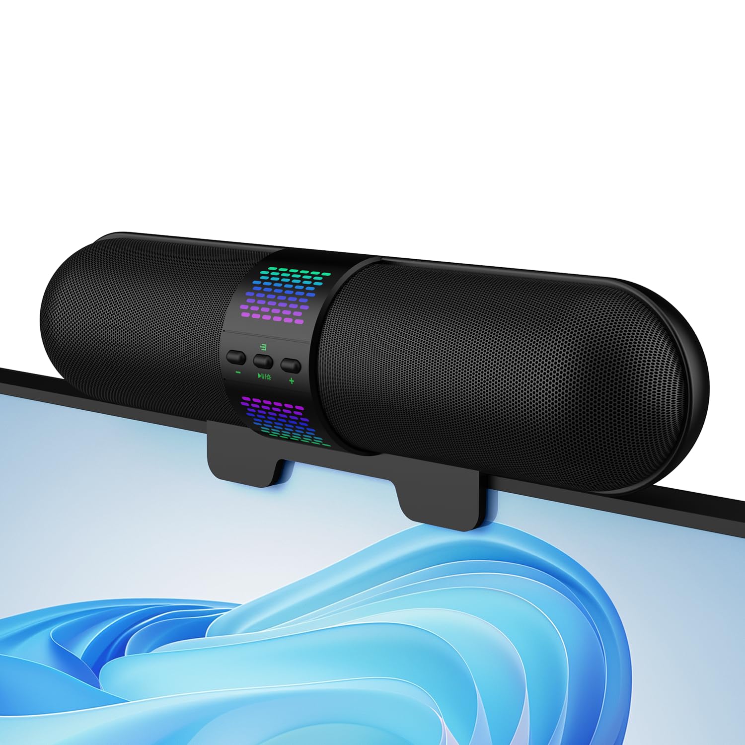 BESTISAN Computer-Lautsprecher, PC-Lautsprecher mit Bluetooth & Typ-C (USB) Modus; USB-betriebene Monitorlautsprecher mit Clip-on-Design, Gaming-Lautsprecher für PC/Desktop/Laptop; LED-Lichtanzeige