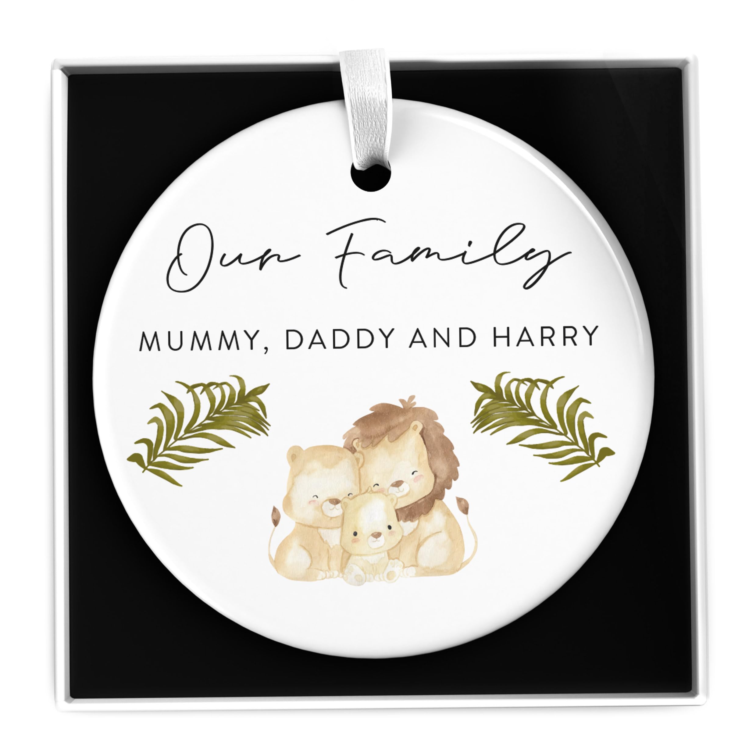 Beecreative Personalised First Mothers Day Gifts - New Mummy Daddy Parents Gifts - Our Family Plaque Ornament - Gift For New Parents - With Gift Box