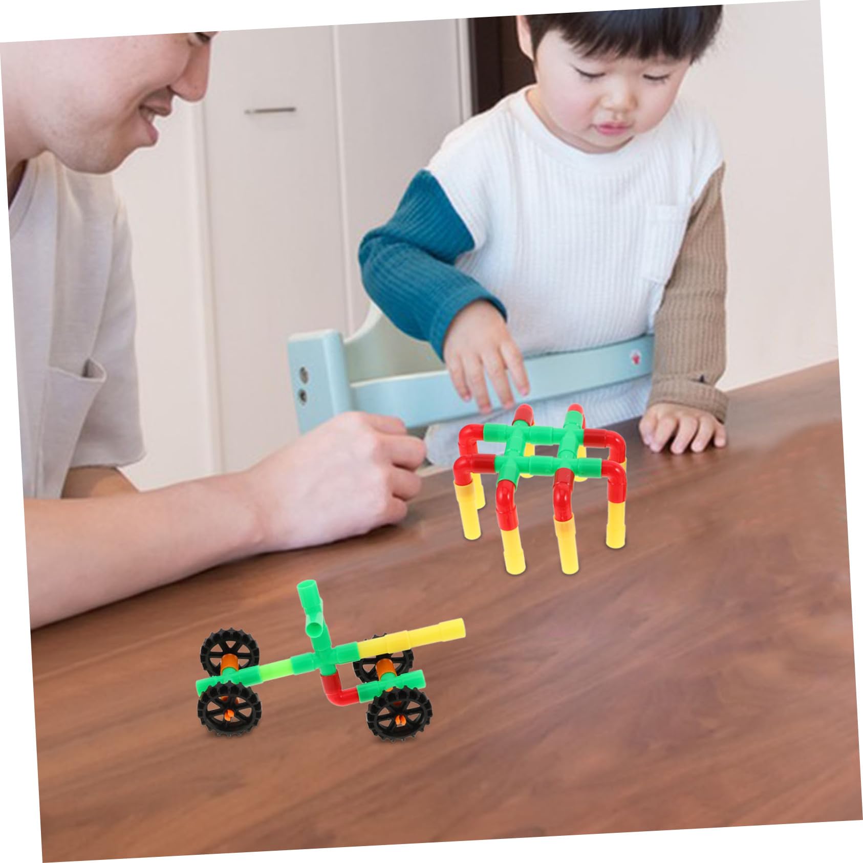 Supvox Röhrenbaukasten für Kleinkinder Bausteine zum Lernen und Spielen Anregende Farben für Visuelle Entwicklung Robustes Konstruktionsspielzeug für Drinnen und Draußen