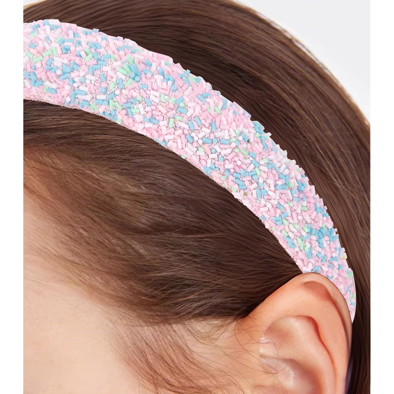 Semato Sprinkle Headband for Women Wide Padded Headband Thick Donut Hairbands Wide Fashion Hair Hoops Thick Padded Girls Hair Accessories (Light Pink) image 5