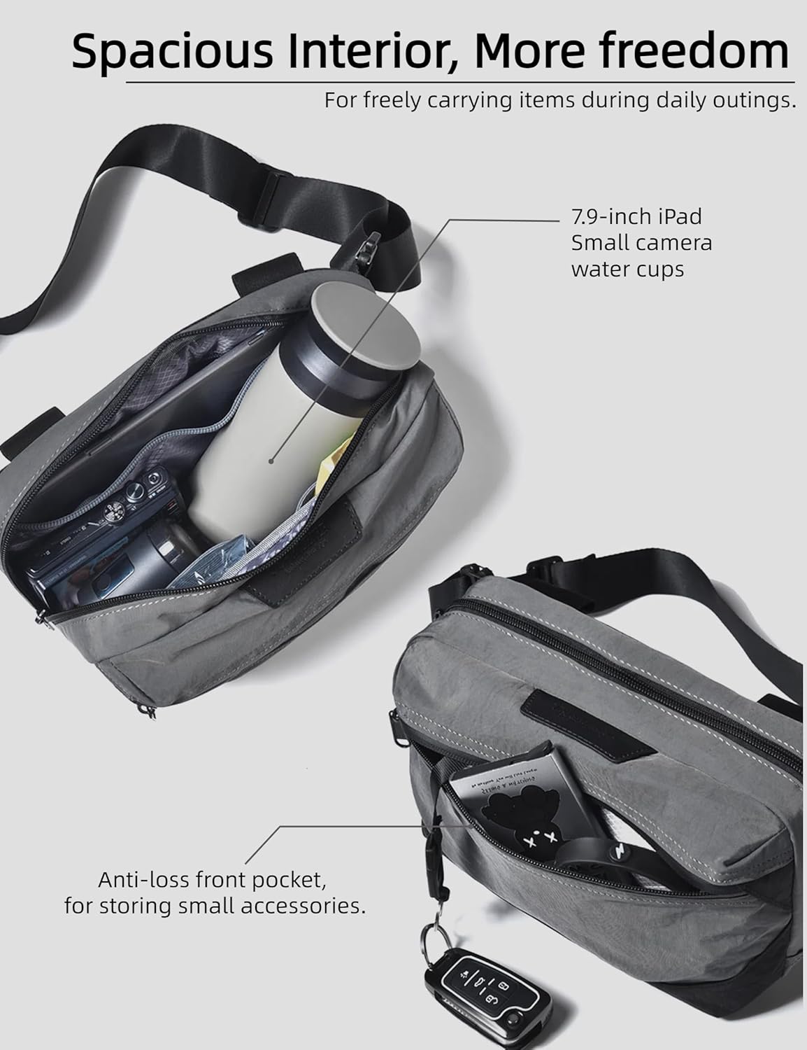 Sling Bag Crossbody for Men Women, Belt Bag Waterproof Waist Chest Pack Fanny Pack Lightweight for Cycling Hiking Travelling - Image 4