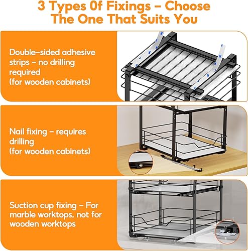 Miniatura 3 de Organizador de especias para gabinete, estante de especias vertical extraíble de 2 niveles, organización de especias de metal resistente para