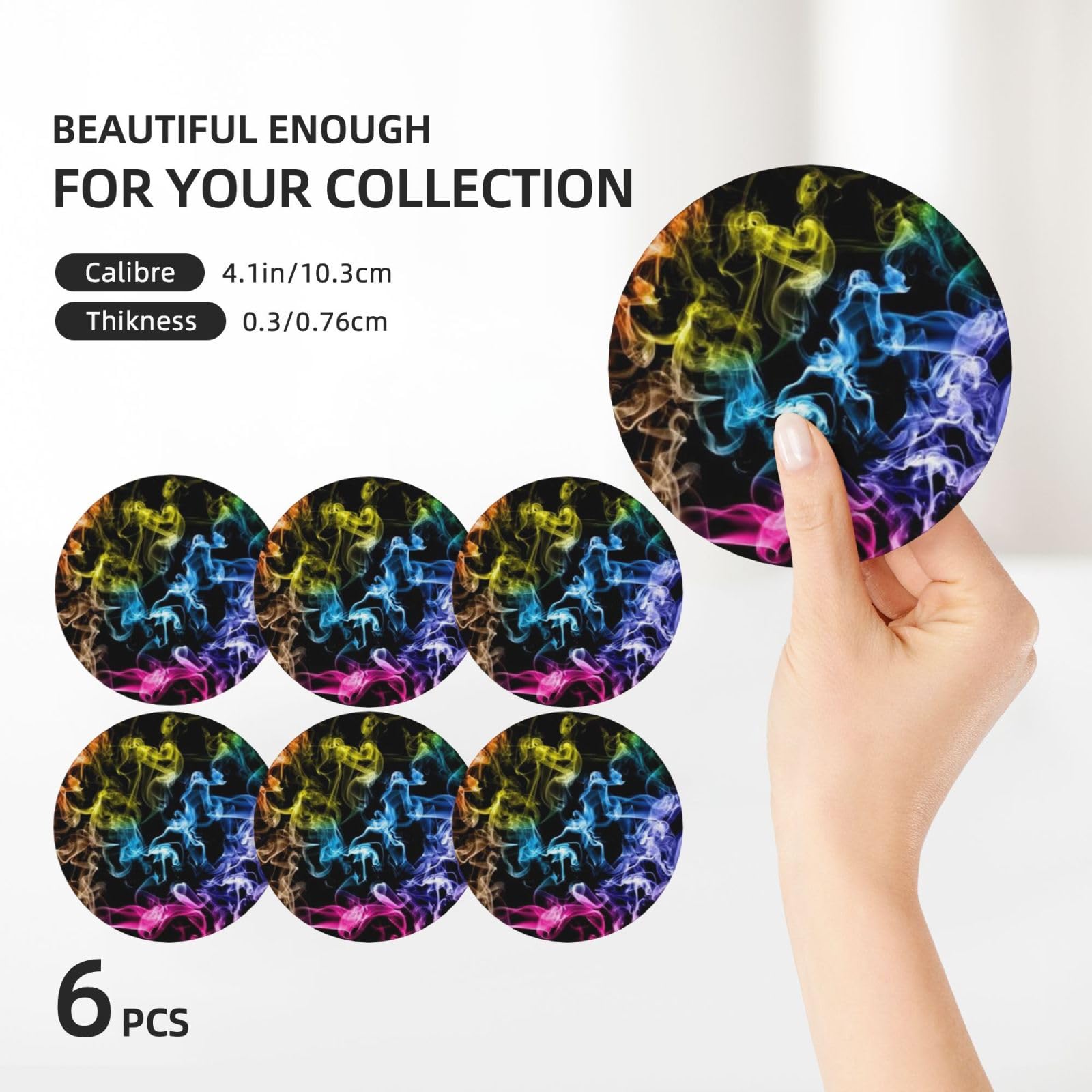 Set di 6 sottobicchieri in ceramica stampati con fumo colorato sottobicchiere decorativo