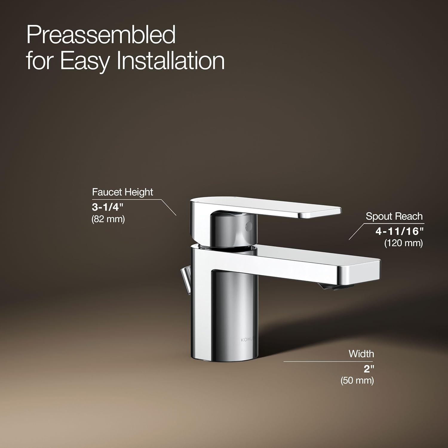 Kohler 24804-4K-CP Sink Faucet, Polished Chrome