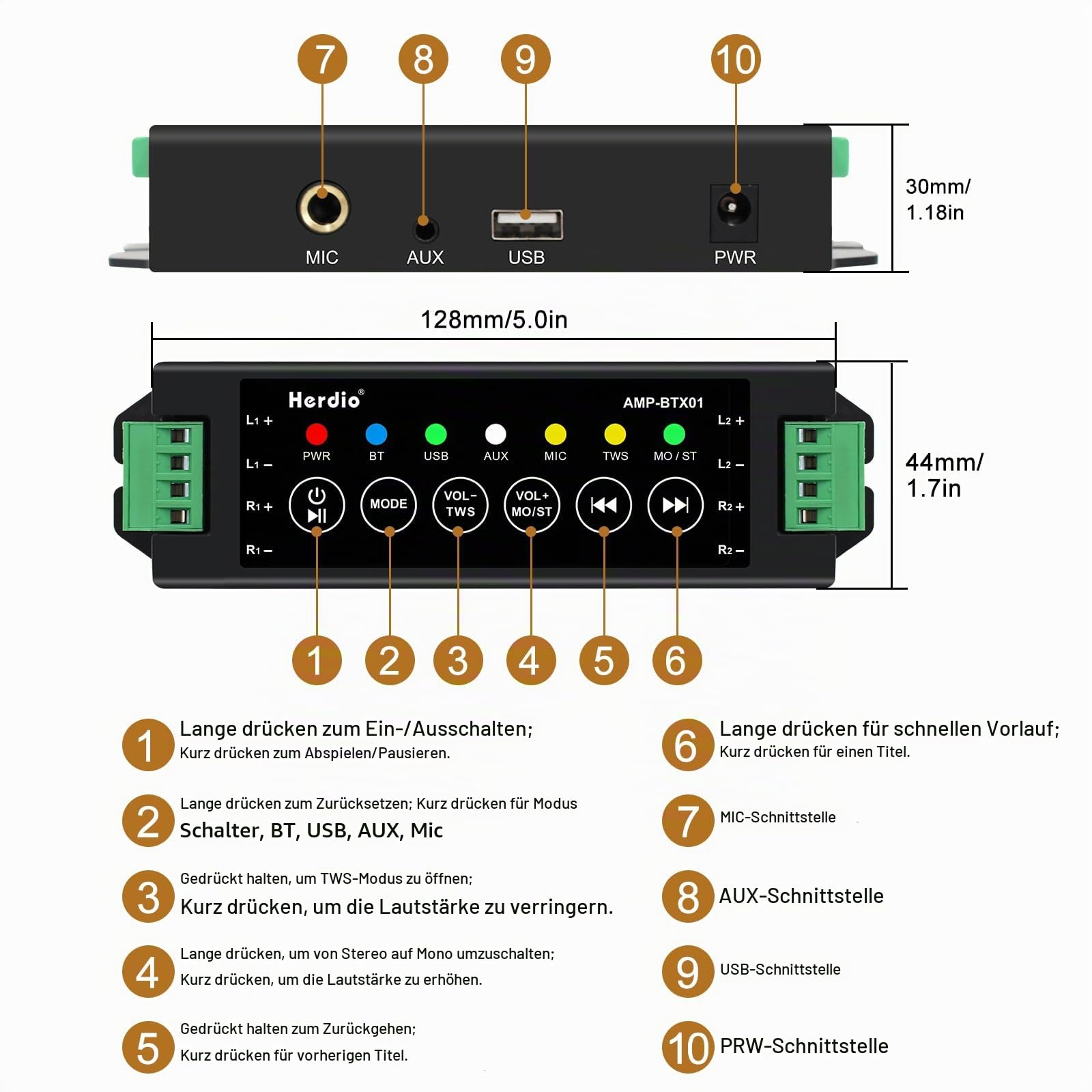 Herdio 4 Zoll Bluetooth Outdoor-Lautsprecher 400 Watt Wasserdicht Außenlautsprecher für Garten, Terrasse, Restaurant (2 Paar/Schwarz)