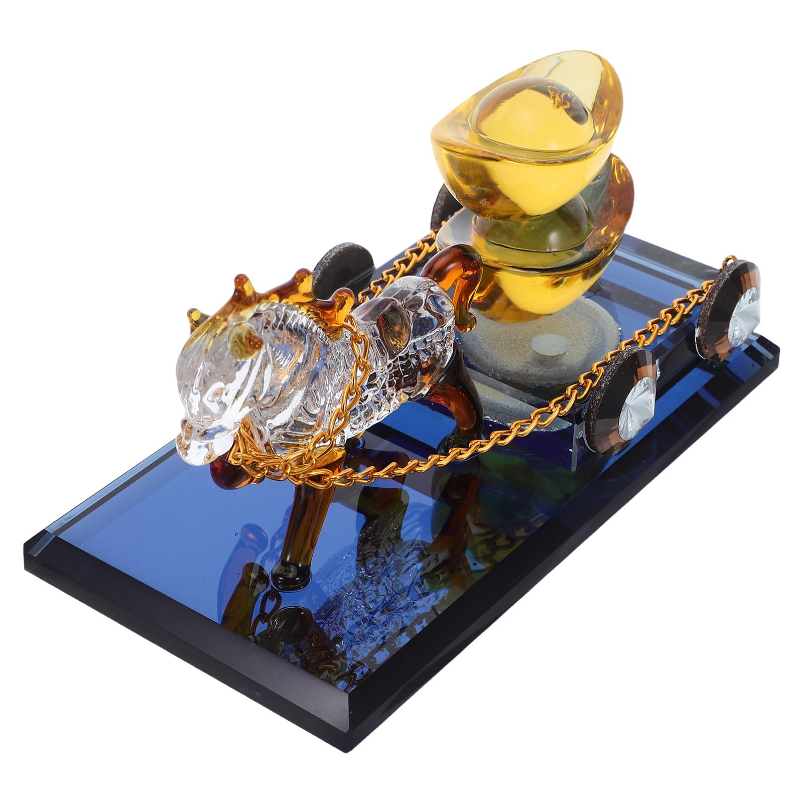 Sculpture en cristal de cheval attelé pour la décoration de bureau et salon moderne