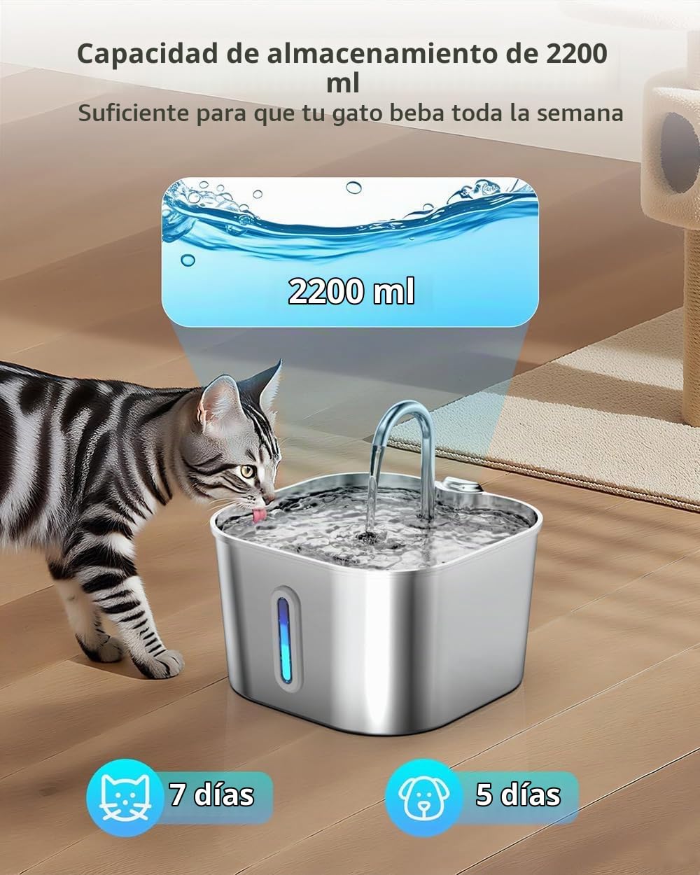 Cat Vitalis Fuente Gatos Acero Inoxidable