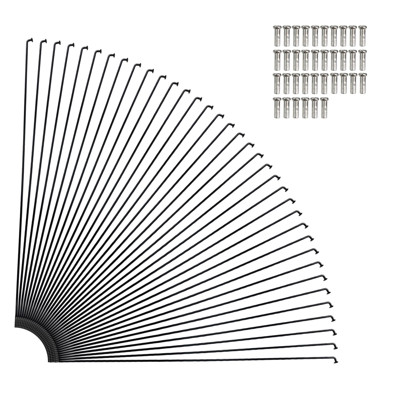 GATWOEST 36 Pcs 14G J Bend Bicycle Spokes Black Steel Bike Spokes with 36 Brass Nipples -(70mm-309mm)