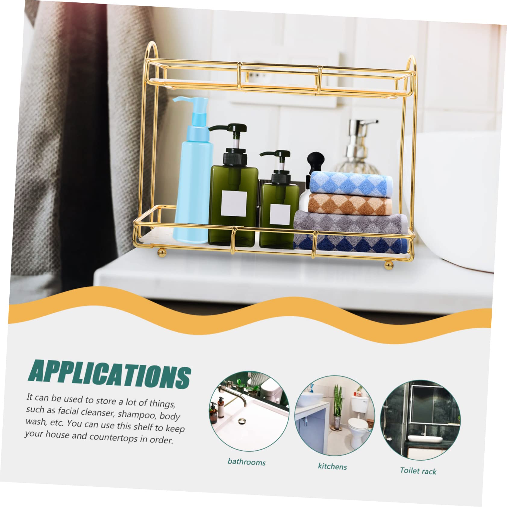 Gatuida Organizzatore da Bagno Facile da Pulire Angolare a 2 Livelli in Ferro Bianco, Salvaspazio per Cosmetici e Articoli da Toilette Sul Piano Lavabo