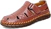 Moodeng Mens Sport Sandals Summer Leather Sandals Slip-on Causal Shoes Outdoor Loafers Closed Toe Fisherman Sandal