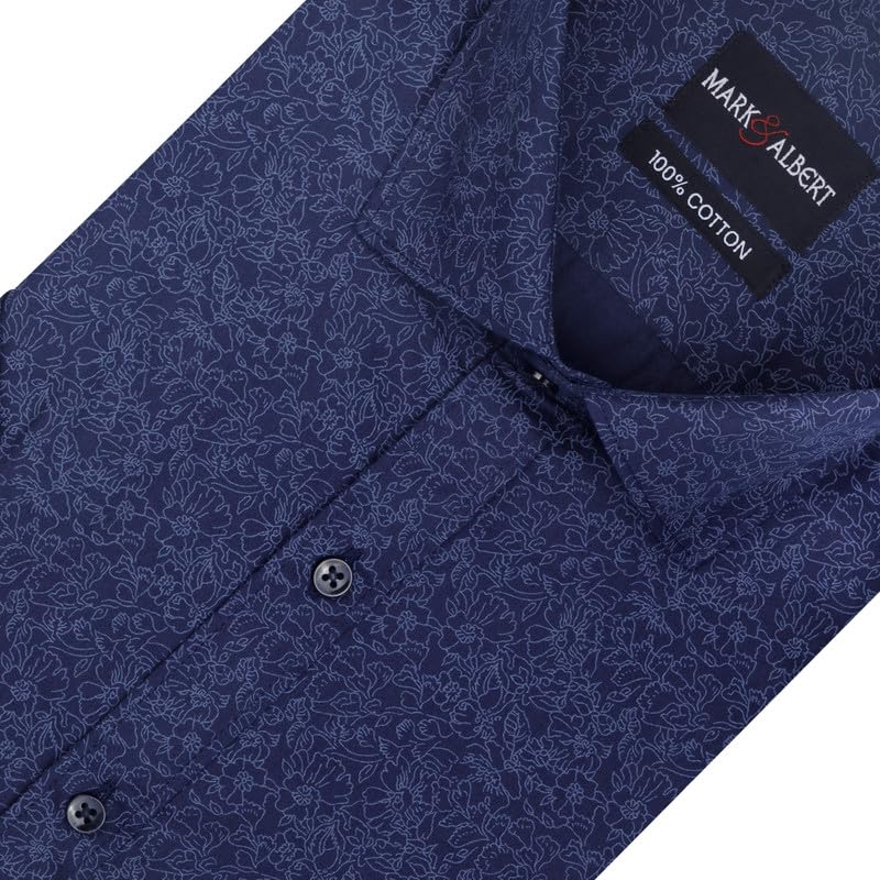 Image of MARK & ALBERT Men's 100% Cotton Printed Half Sleeves Regular Fit Shirt for Men