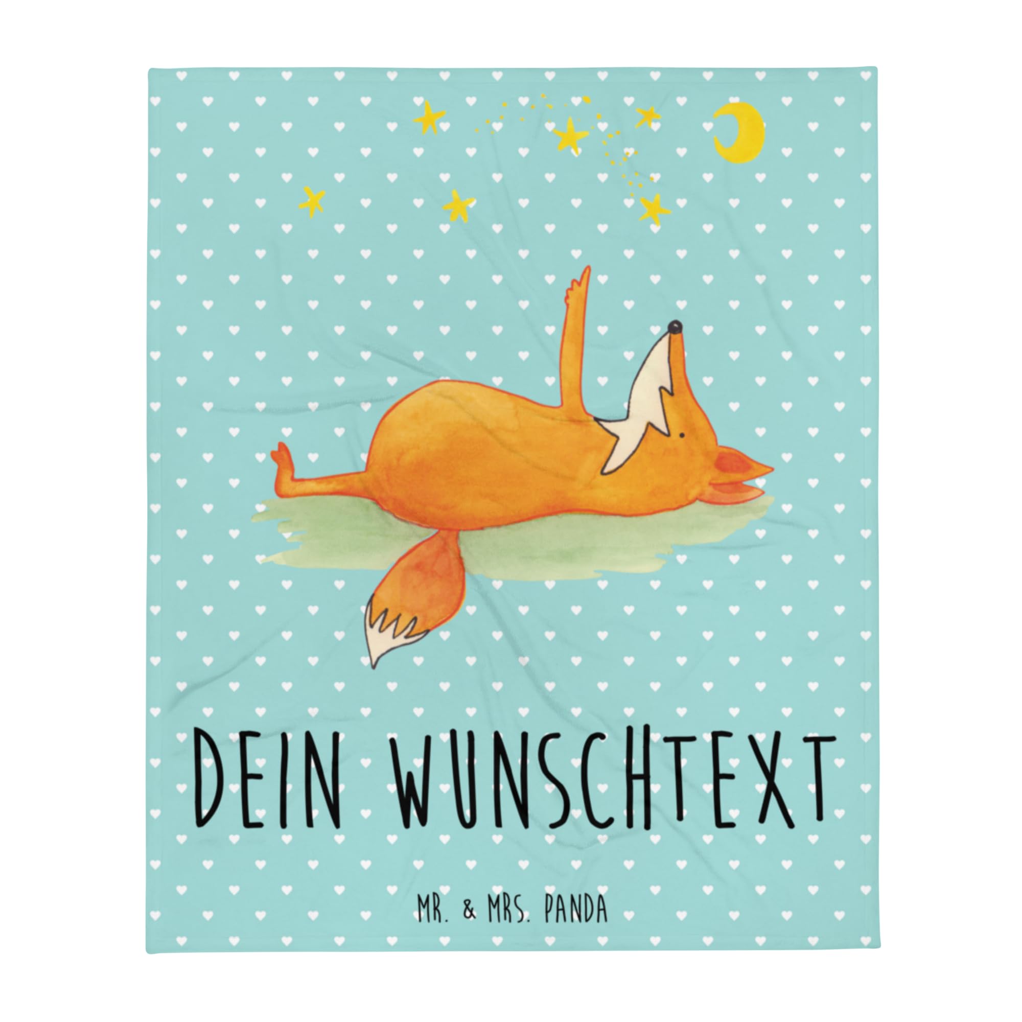 Mr. & Mrs. Panda Personalisierbare Kuscheldecke Fuchs Sterne - Personalisierte Geschenke, mit Namen, Optimistisch, personalisiert, Decke, Mond, Hoffnung, Romantik, Positiv