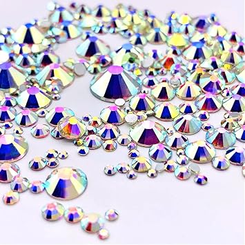 720Pieces Glass Hotfix Rhinestone, SS16 /4MM Flatback Hotfix Crystals for Crafts Clothing, Round Flatback Glass Gemstones for Dance Costumes CrystalAB, SS16 4MM