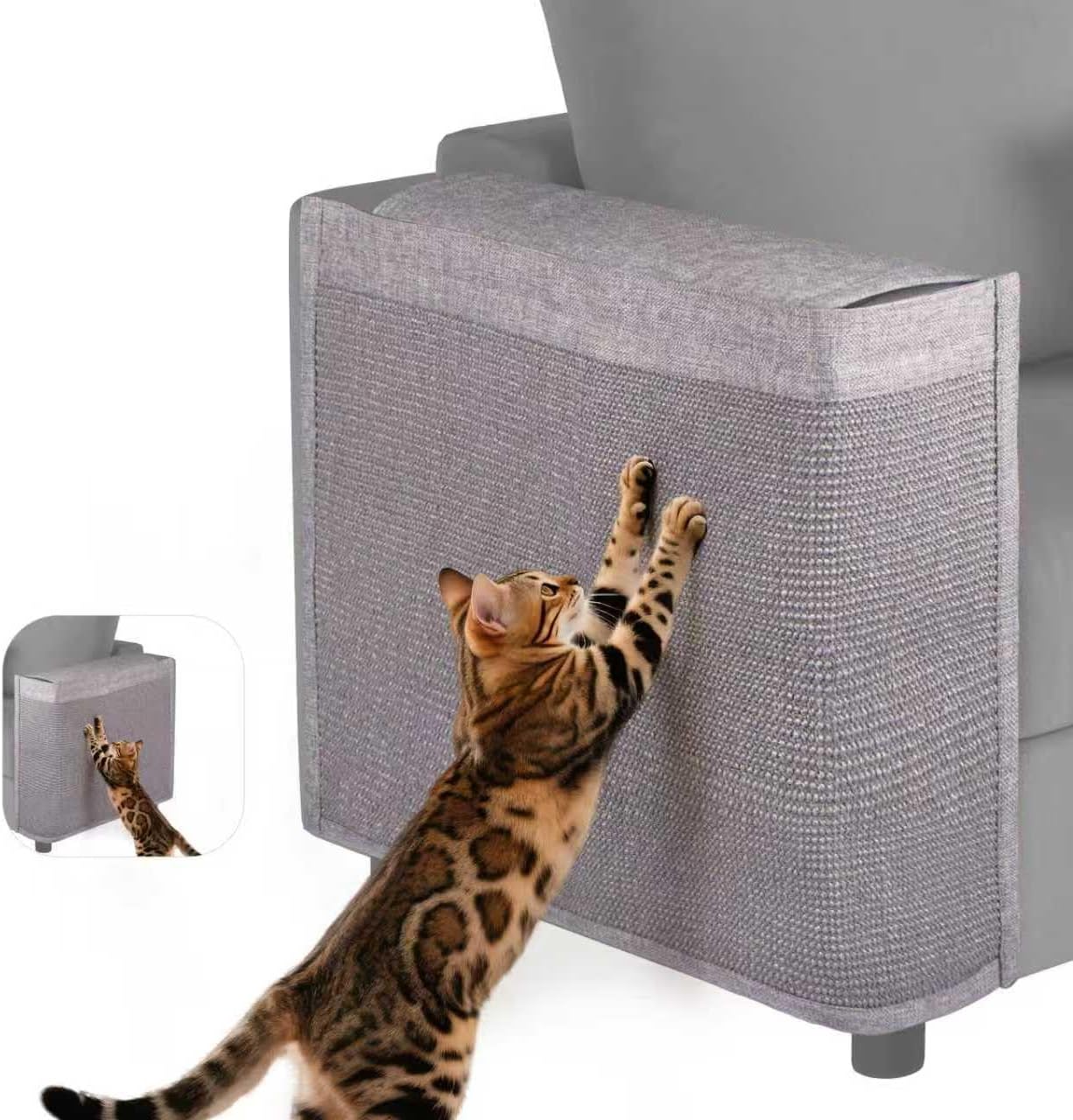 Cat Scratch Protector for Sofa - Couch Protector from Cat Claws Fit for Both Arm Side of Sofa,Couch Corner Scratcher with Expanded Coverage Color-Matched Sisal Pad Universal Fit