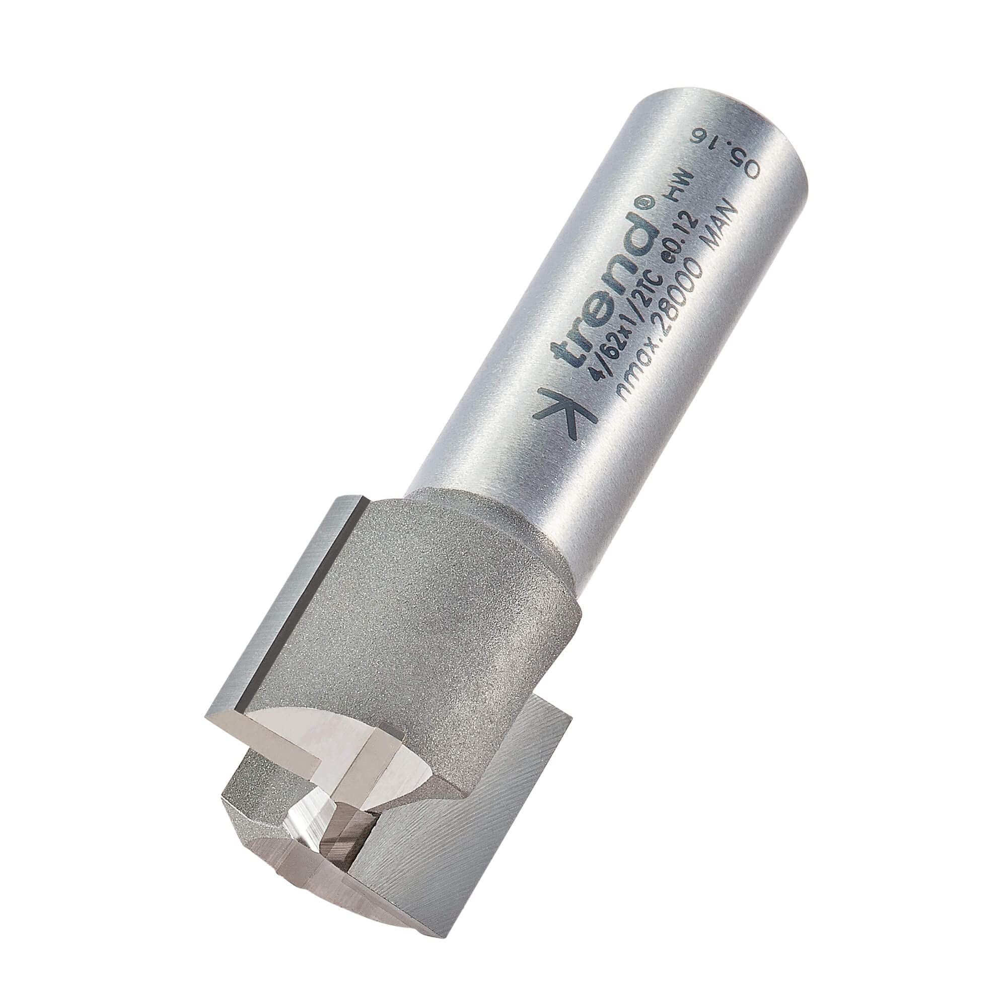 Trend Professional Two Flute Router Cutter, 1/2 Inch Shank, 21mm Cut Diameter & 19mm Cut Length, Tungsten Carbide Tipped, 4/62X1/2TC