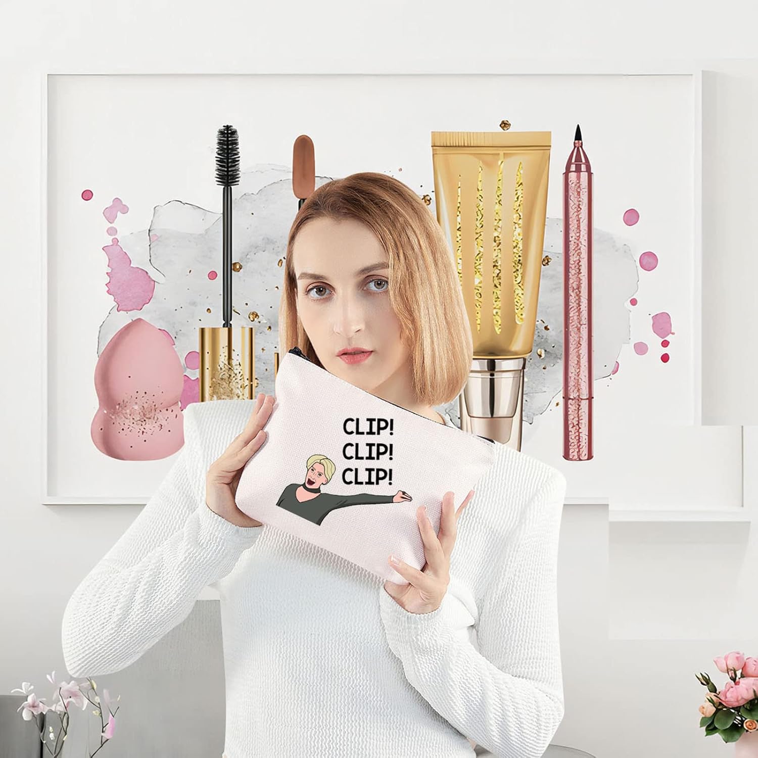 LEVLO Real Housewives TV Show Cosmetic Bag Dorinda Medley Fans Gift Clip Clip Clip Makeup Zipper Pouch Bag (Clip Clip Clip) - Image 2