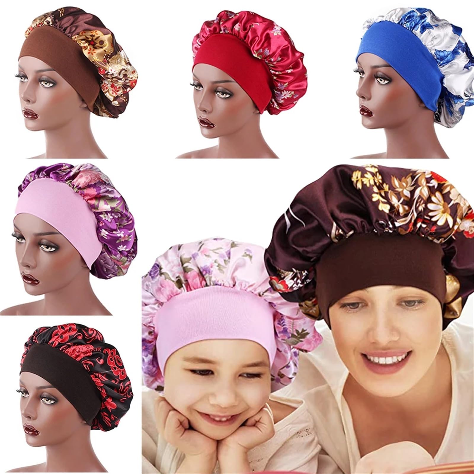 Cofano In Seta Morbido raso da notte for dormire cappello da donna elastico a fascia larga copertura for la perdita dei capelli avvolgente for la testa cofano in raso bellezza dei capelli berretti che