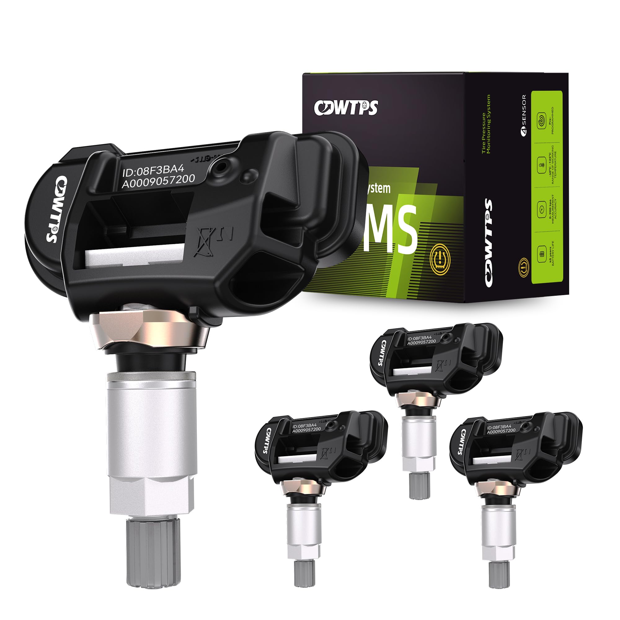 CDWTPS TPMS Sensor,433MHZ Tire Pressure Monitor System 4-Pack for Mercedes Replaces#A0009050030 A0009053907 A0009054204…