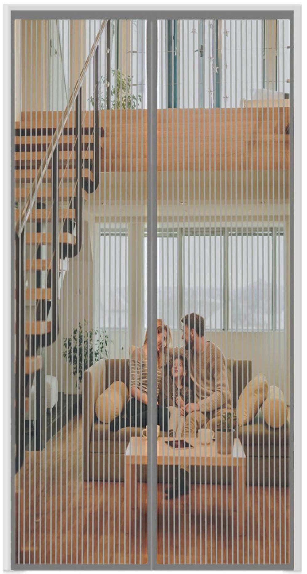 Mdy Gray-A Magnetic Fly Screen Door 80X195cm (31.49X76.77in)Insect Mosquito Door Screen, Magnetic Top-To-Bottom Seal Snaps Shuts Automatically, Keep Fresh Air In & Bugs Out