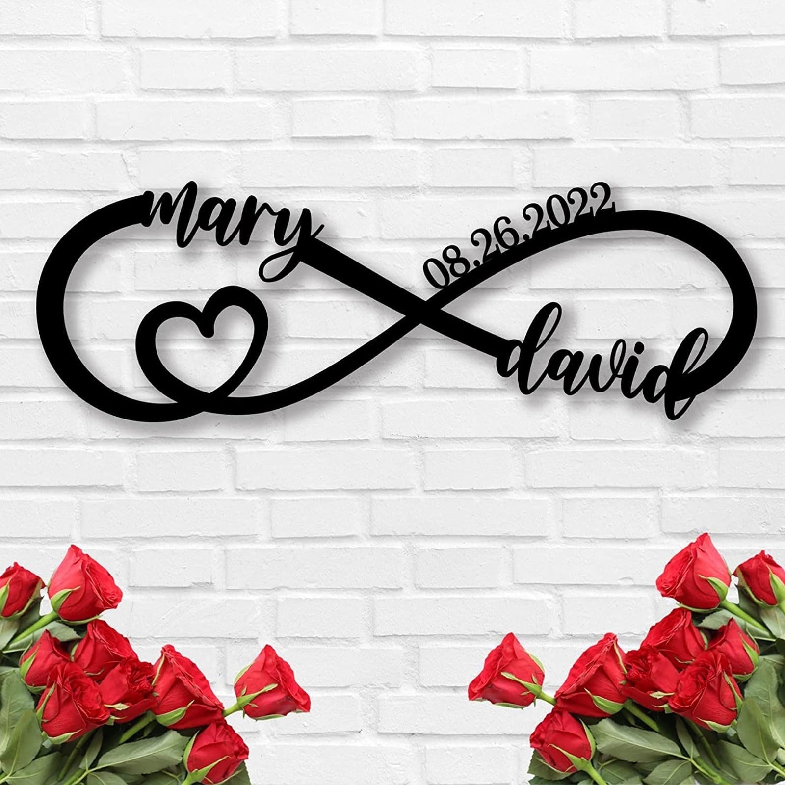 Personalised Infinity Symbol, Personalised Wall Hanging Sign Couple Names Est. Year Established, Wedding Metal Last Name Sign, Family Name Sign, Outdoor Wall Art Decor, Wedding Gift
