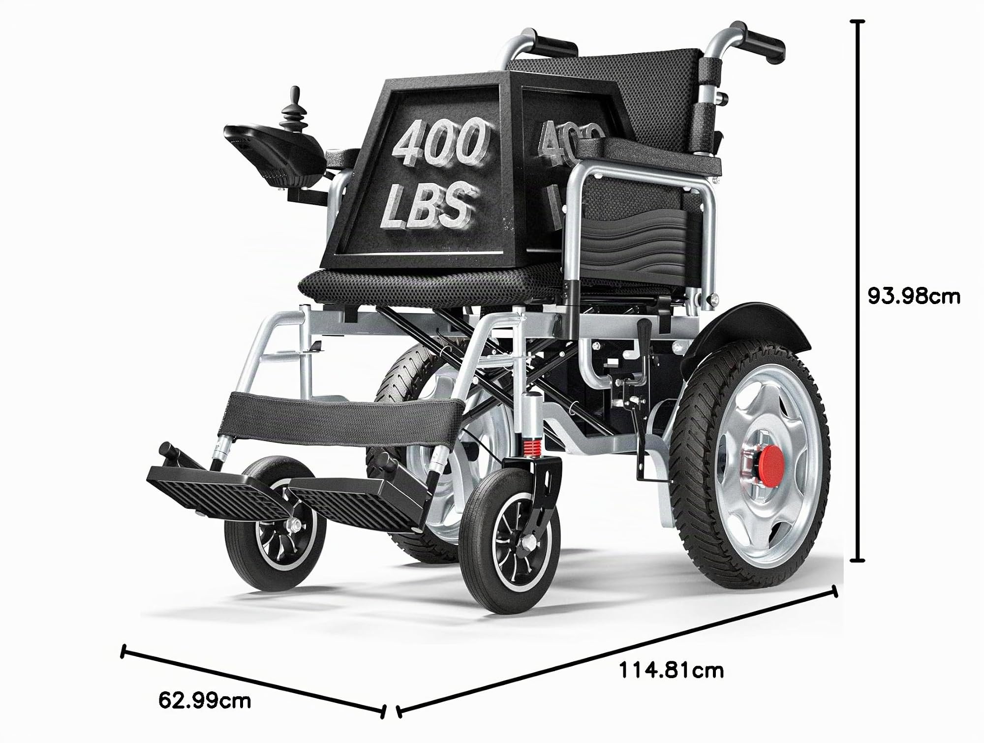 Fauteuil roulant electrique pliable adulte, assise 50 cm pour obèse, voyage | Grande taille, capacité de charge 182kg, large tout terrain scooter pour handicapé, autonomie de 25 km