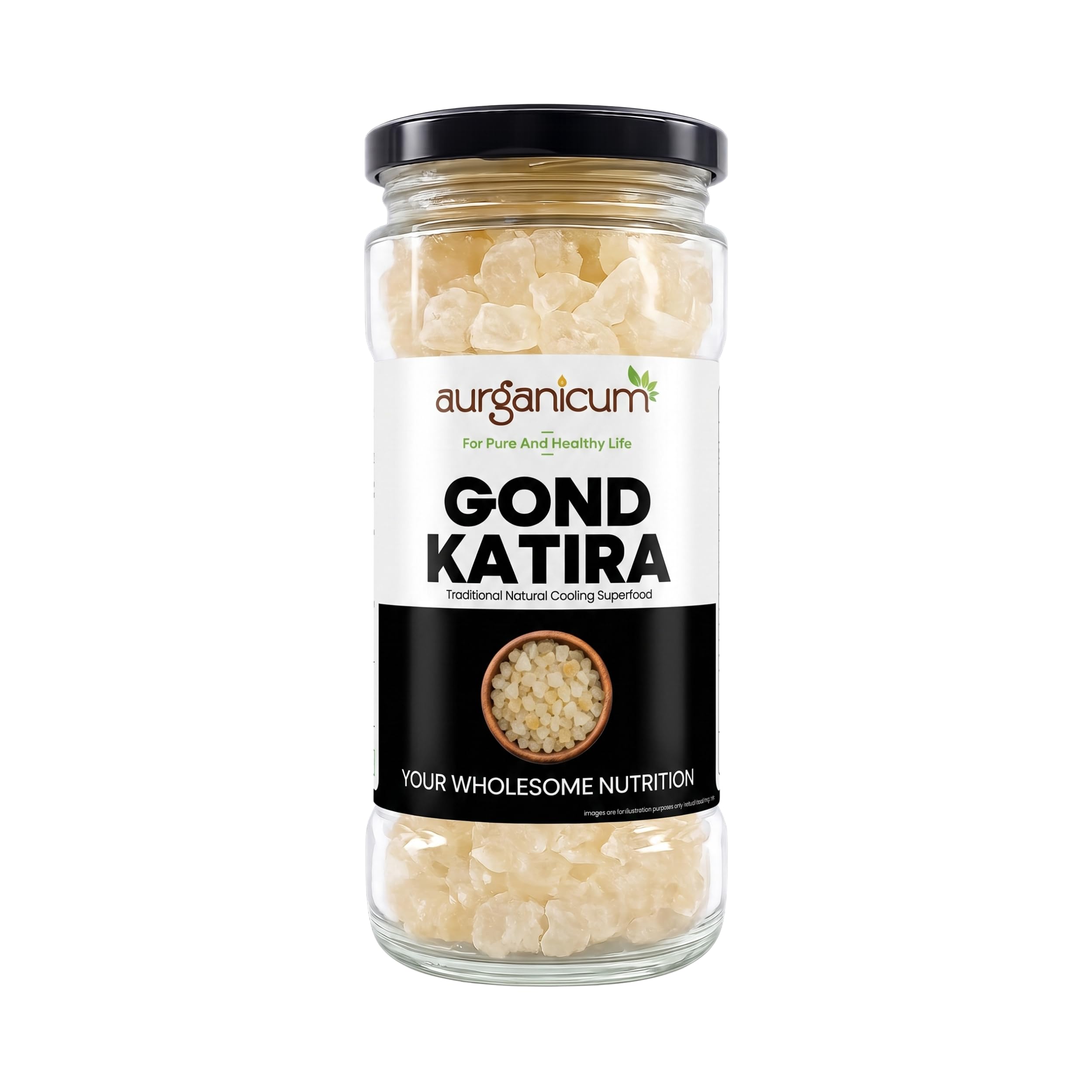 Aurganicum Gond Katira 250g | Large White Crystal Grade Tragacanth Gum | 100% Pure Edible Natural Gond | Cooling Summer Drink Ingredient for Sharbat, Falooda & Milk | Glass Jar