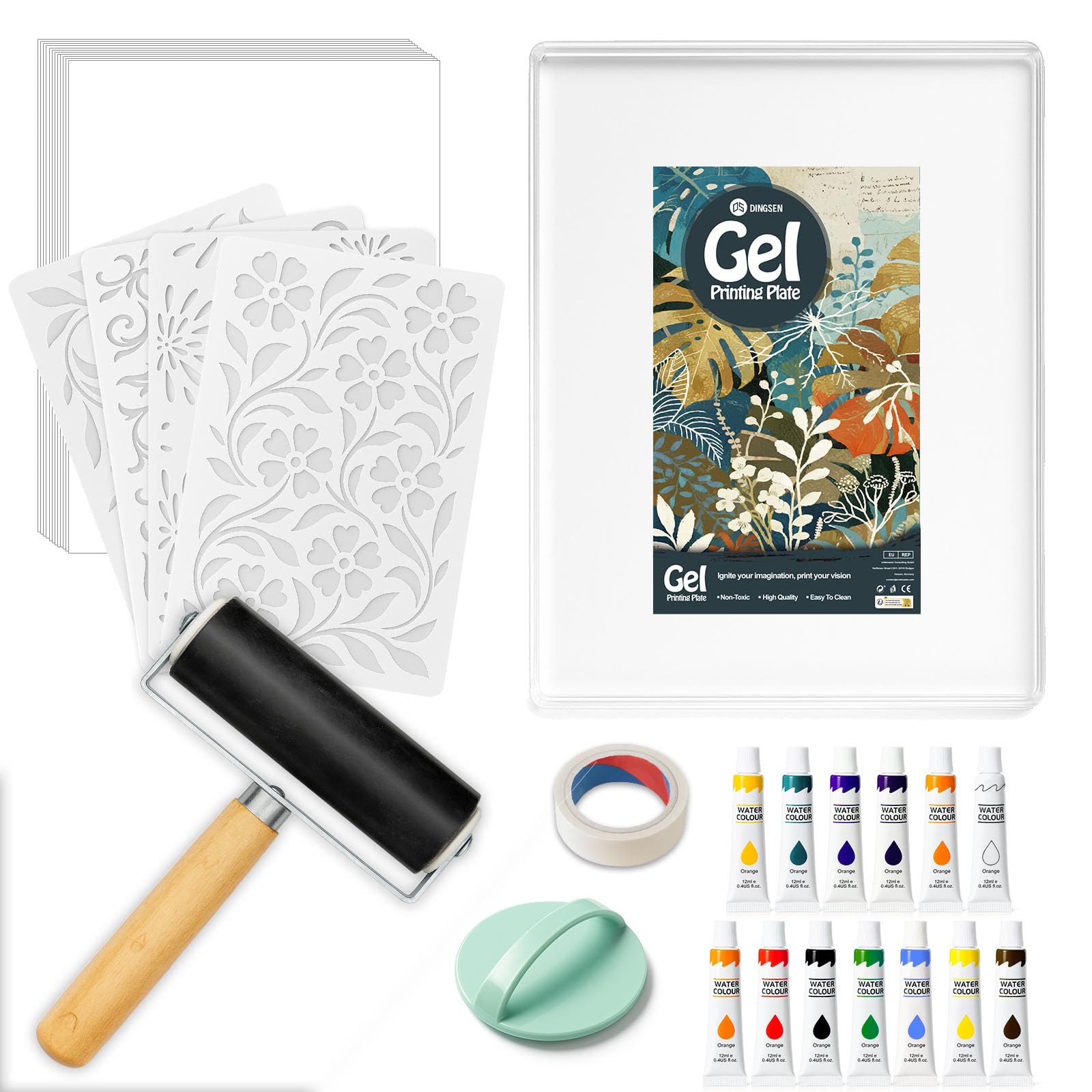 Kit de plaque de gravure en gel anti-bavures avec outils et papier A5 inclus