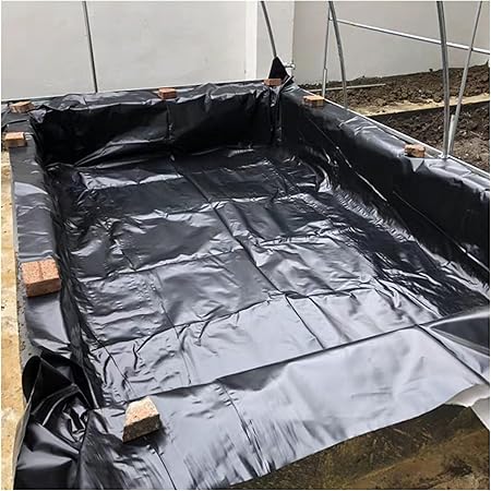 Image hubzclbl Pond Liner,Fish Pond Liner Used For Water Features Ponds Fountain Backyard Waterproof Cloth Anti-UV Tear Resistance,customizable (Color : Black, Size : 4x6m) (Black 4x8m)