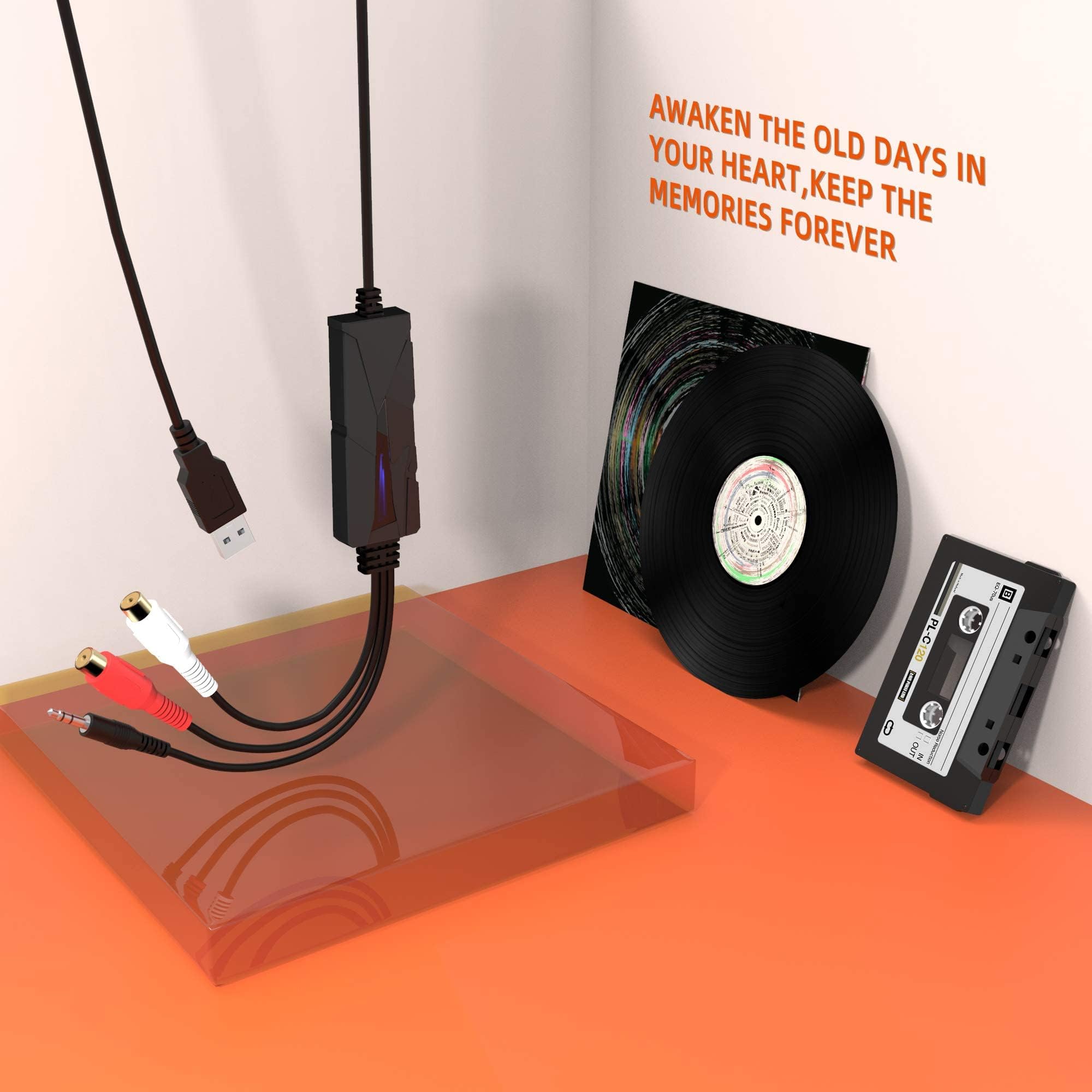 USB Audio Grabber für Stereo R/L oder 3,5 mm analoge Instrumente - Kompatibel mit Windows 11, macOS 14 Sonoma
