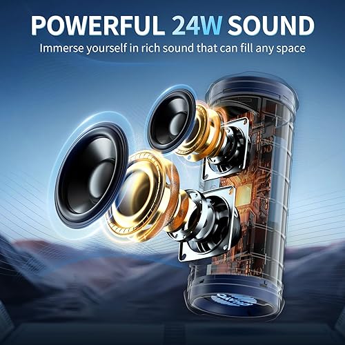 Miniatura 2 de OHAYO Altavoz Bluetooth portátil, IPX7 impermeable altavoz inalámbrico con sonido estéreo de 24 W, graves adicionales activos, Bluetooth 5.3, luces