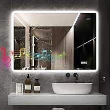 STARLEAD 24"x32" LED-Bathroom-Mirror-with-Lights, Wall-Mounted with Bluetooth Speaker, Anti-Fog, 3 Color Temperature, Dimmable Brightness, Waterproof, Tempered Glass, Frontlit &amp; Backlit