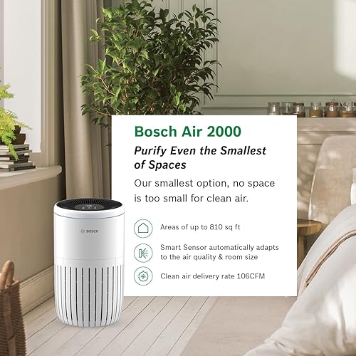 Miniatura 2 de BOSCH - Purificador de aire para el hogar (cubiertas, 810 pies cuadrados), filtro 3 en 1 para polen, virus, humo, polvo, caspa, contaminación al