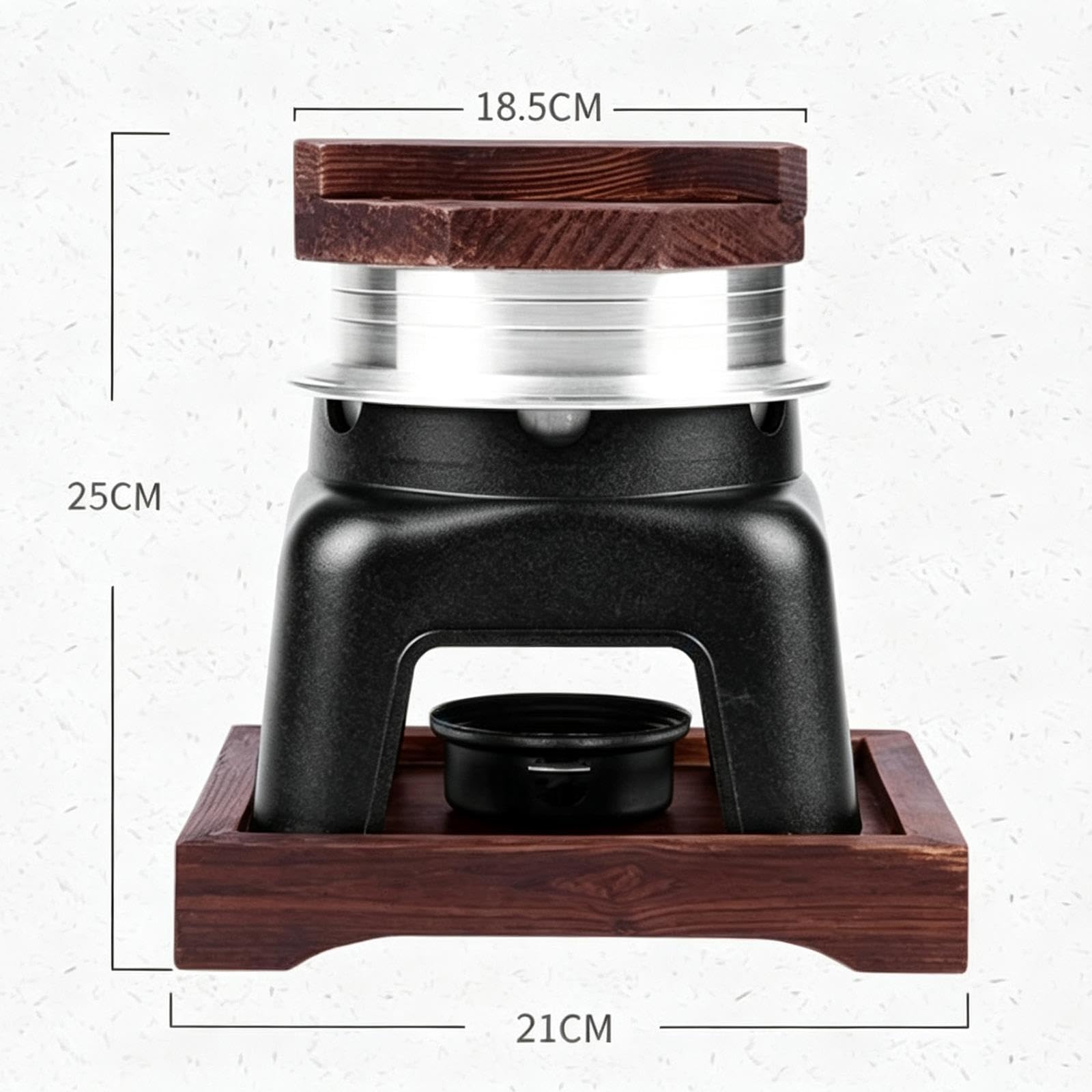 Set cuociriso giapponese, isolato, coperchio e vassoio in legno