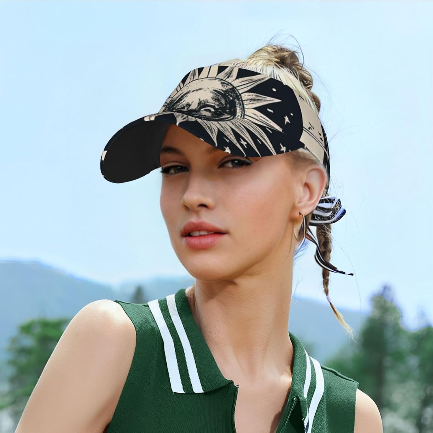 Astrological Sign Sports Sun Visor for Men Women Adjustable Empty Top Baseball Cap Outdoor Golf Running Sun Caps Black
