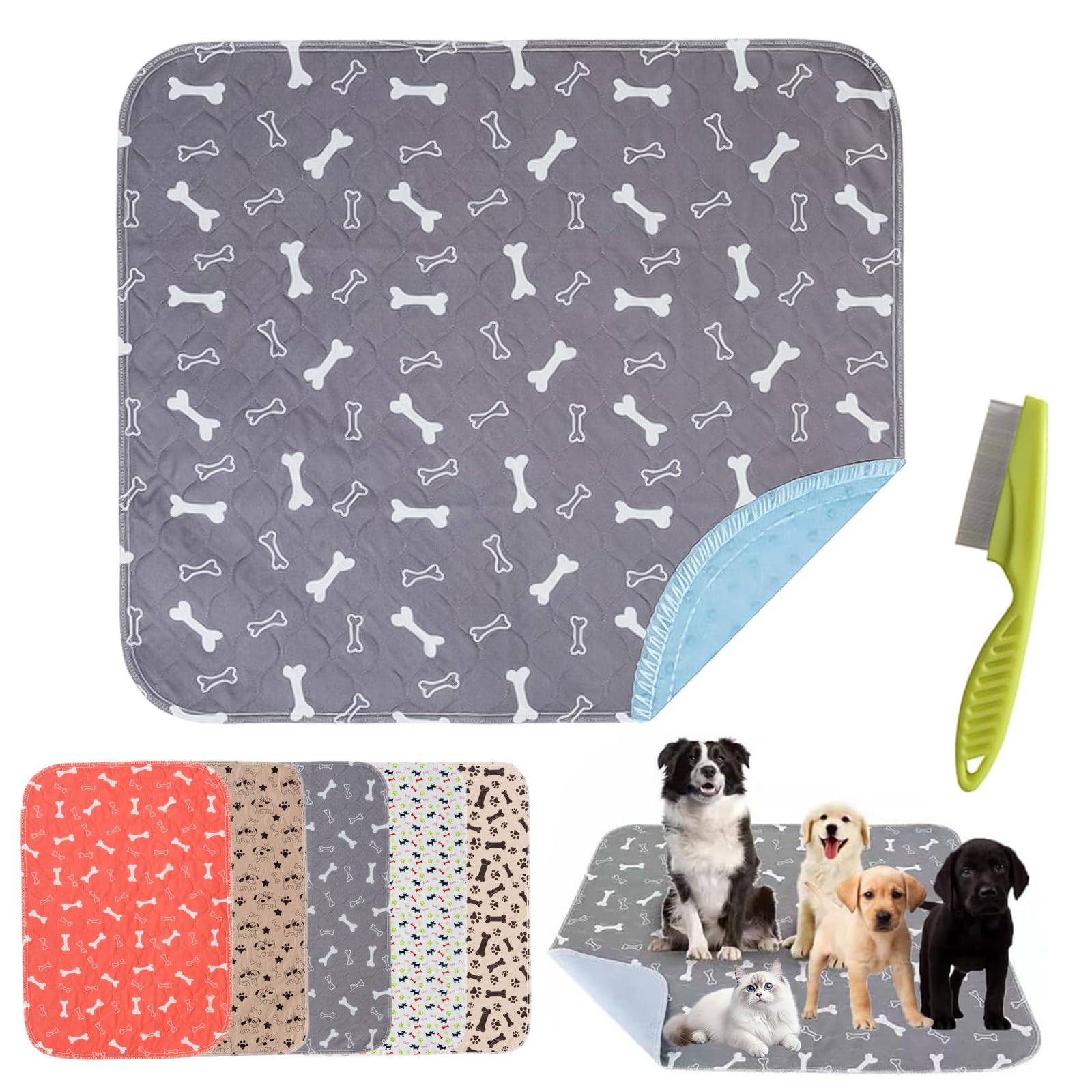 Washable Dog Pee Pads, 𝐏ee 𝐏ads with Pheromones, Reusable Pee Pads, Super Absorbent & Leakproof Pet Training Pad, for Sofa, Crates, Floors (B,XS(12*12 in))