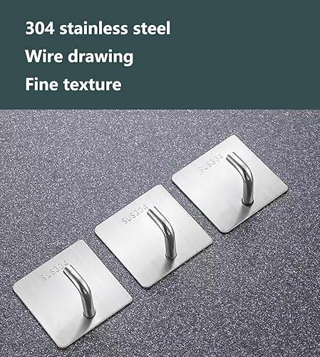 Miniatura 2 de BULIBIU Ganchos de pared de acero inoxidable, resistente al agua, perchero, toallero, gancho para perforar, soporte adhesivo para cocina, baño,