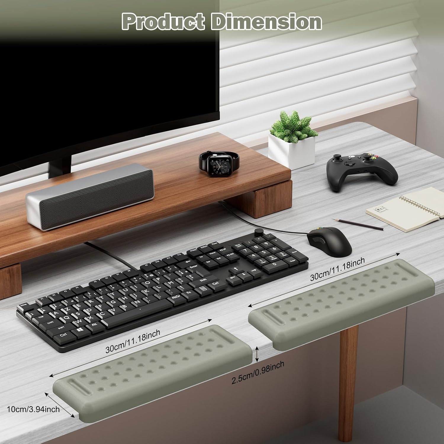 Leolee L-Shaped Desk Elbow Pads for Desk, Grey Memory Foam Arm Rest for Desk with Non-Slip Base, Ergonomic Desk Edge Cushion, Wrist Rest for Computer Keyboard, Typing, Office, Home (2 Piece)