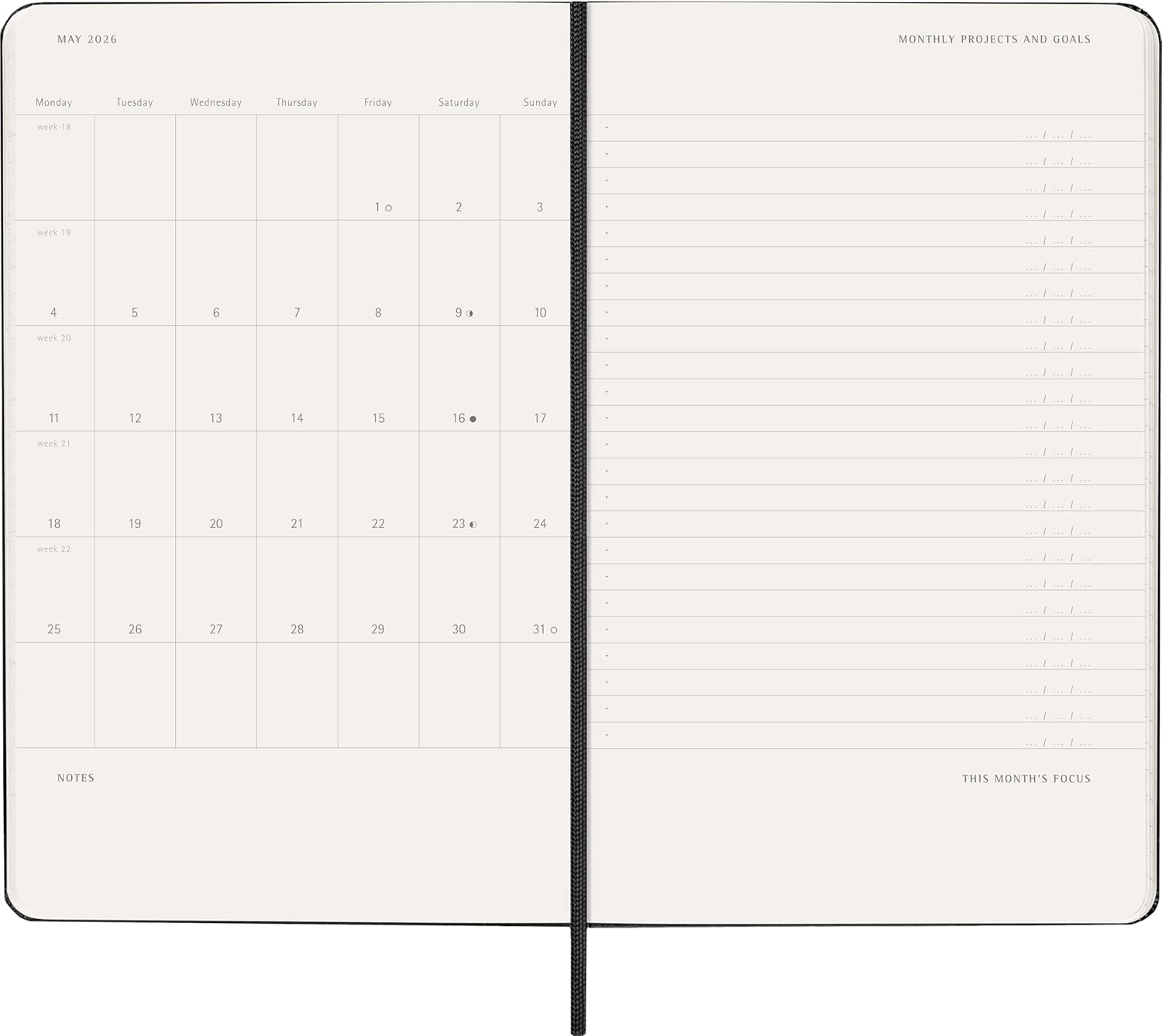 Moleskine PRO 12 Month 2026 Weekly Vertical Planner, Hard Cover, Large (5" x 8.25"), Black, 288 pages