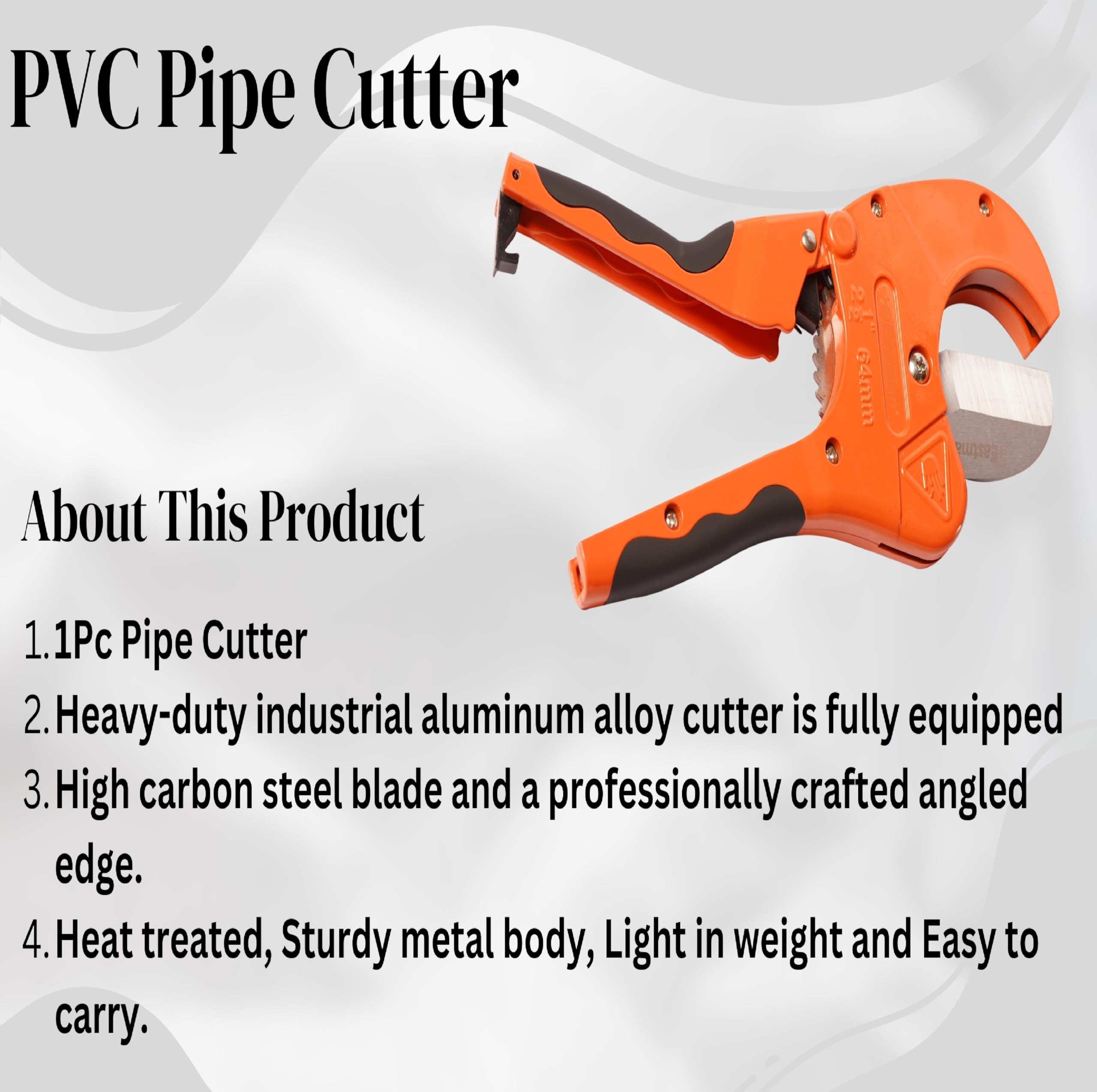 EASTMAN 42 mm Cutter for PVC, Plastic, PPR and Rubber Tube made with Grade of Steel Blade and Long Life Cutting, Blisted Packed/Aluminium Body Tools (E-3013) 1