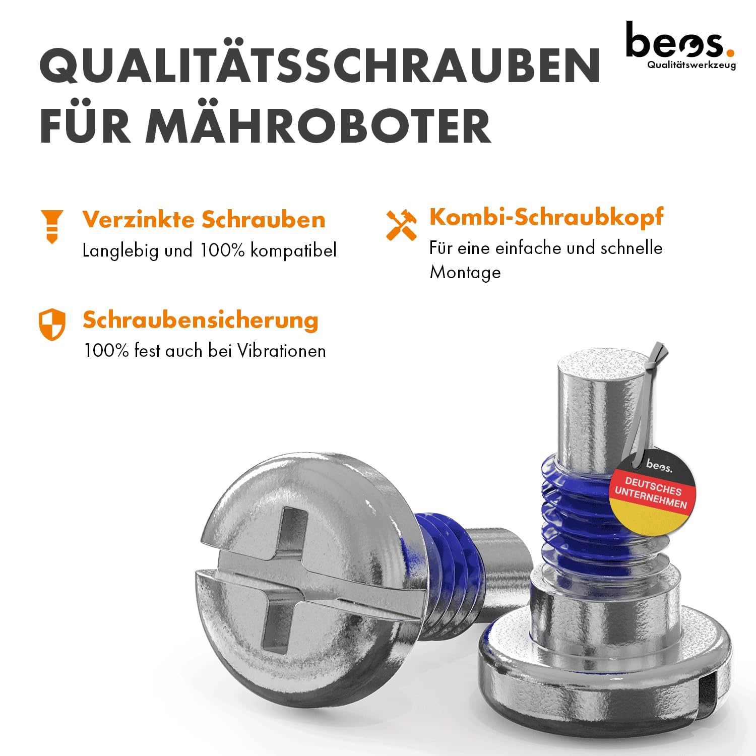 BEOS 36x Premium Titan Ersatzmesser + Schrauben mit Sicherung - Messer kompatibel mit Mammotion LUBA, LUBA 2, YUKA, LUBA Mini & YUKA Mini, verbessertes Schraubendesign für Mammotion
