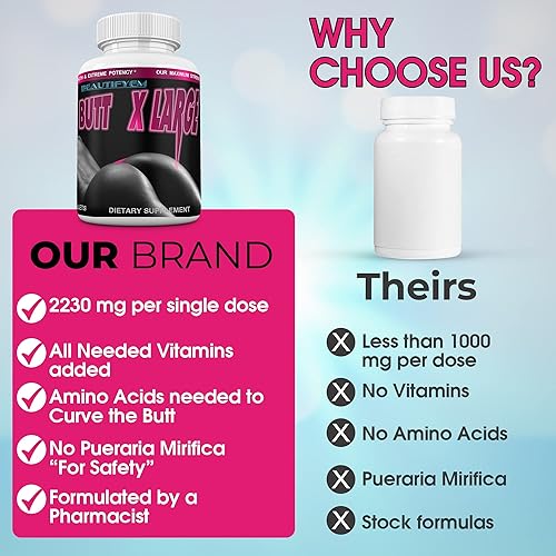 Miniatura 3 de Agrandamiento de glúteos extra grande, mejora de glúteos. Pastillas potenciadoras de glúteos. Glutes naturales más grandes. Suministro de 1 mes