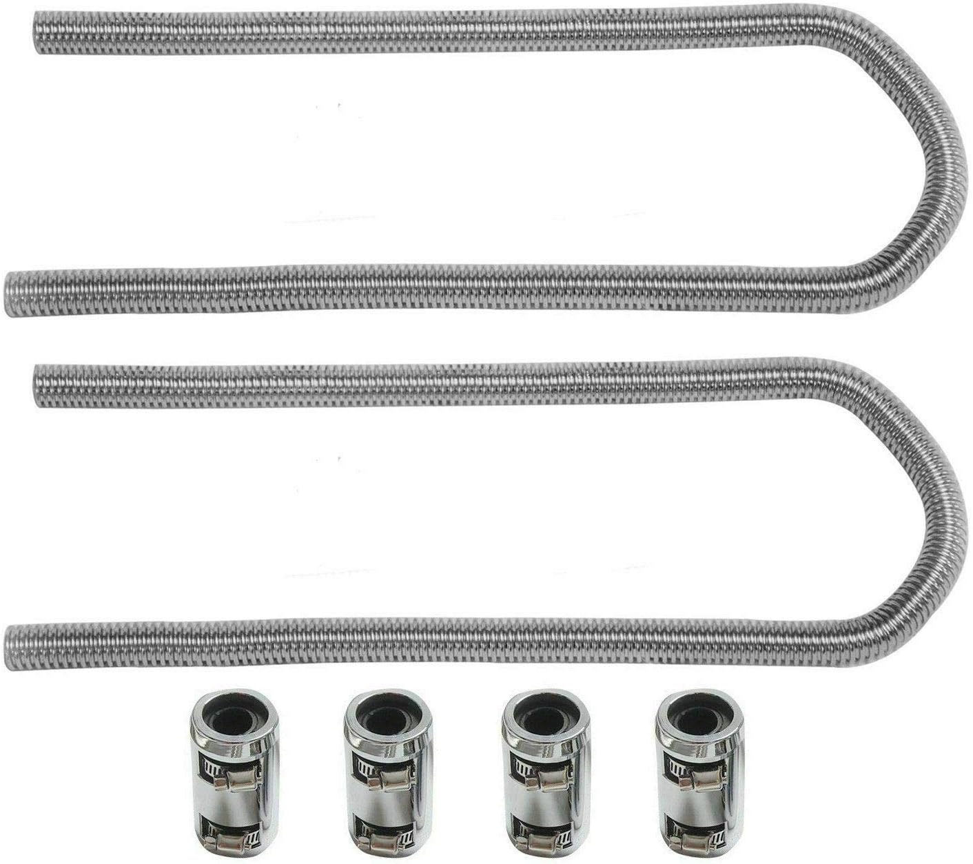 SUPERFASTRACING 44" Chrome Stainless Steel Flexible Universal Heater Hose Kit w/Polished Cap